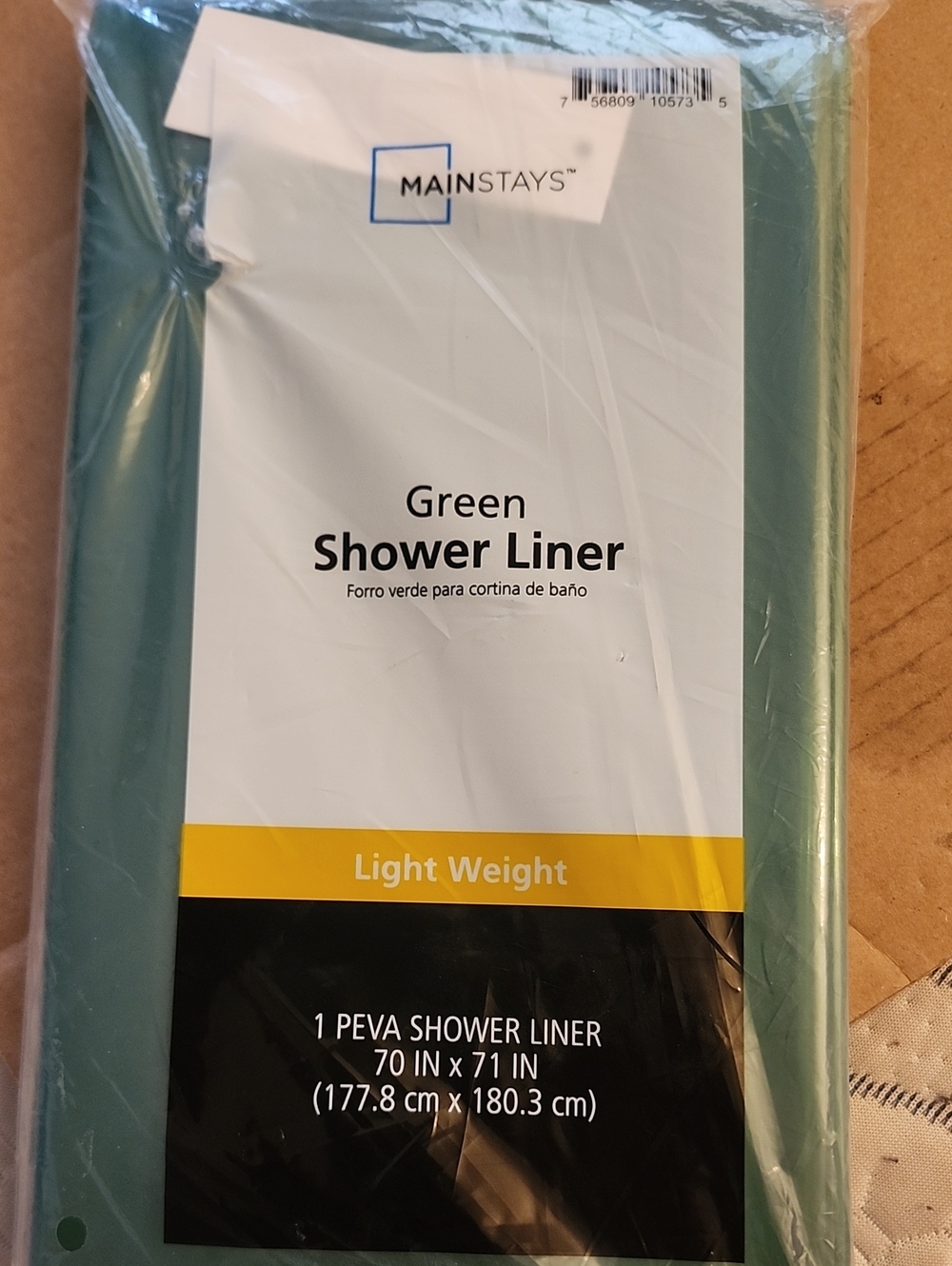 Mainstays Green PEVA Shower Liner